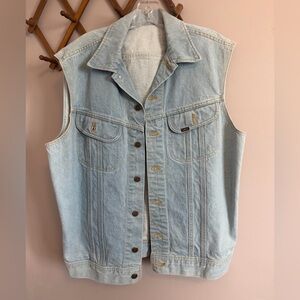 Vintage Lee Riders Light Wash Denim Vest men’s large 70/80s